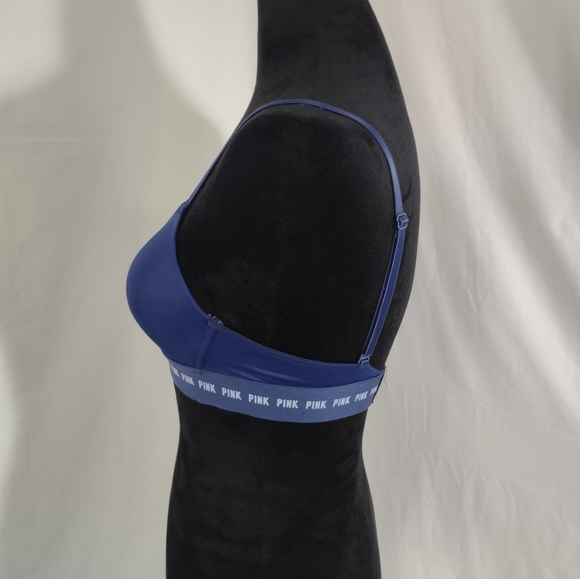 PINK VICTORIA'S SECRET Navy Blue Wear Everywhere Wireless Padded Bra Size 32B - Picture 3 of 8
